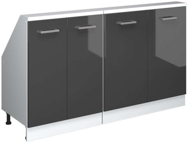 Küchenschrank für Dachschrägen R-Line Anthrazit Hochglanz 140 cm 2er Set Vicco