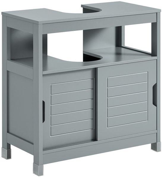 SoBuy FRG128-II-SG Waschbeckenunterschrank, MDF, Lackiert, Grau, 60 x 60 x 30 cm