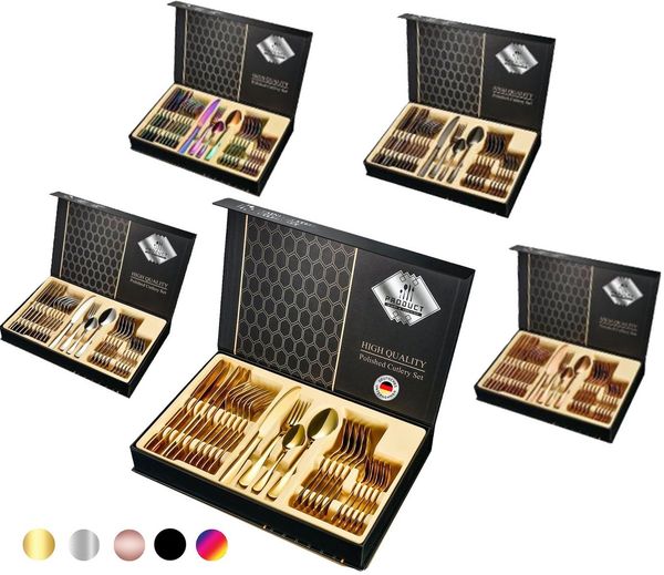 Faizee Home Besteck-Set Besteckset 24 tlg. Edelstahlbesteck für. 6 Personen Gift Box (24-tlg), Edelstahl