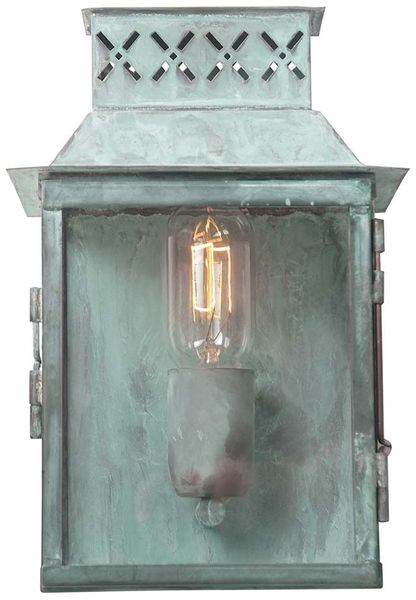 Außenleuchte, Wandlampe, Laterne, Messing Glas, Grün, H 27 cm