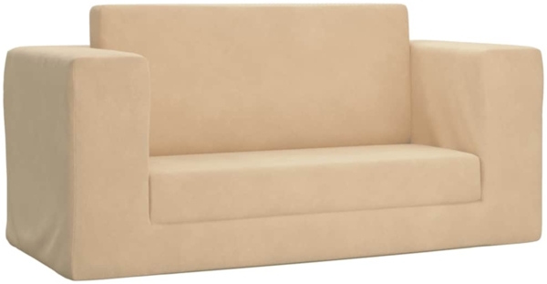 vidaXL Kinder-Schlafsofa 2-Sitzer Creme Weicher Plüsch 357037