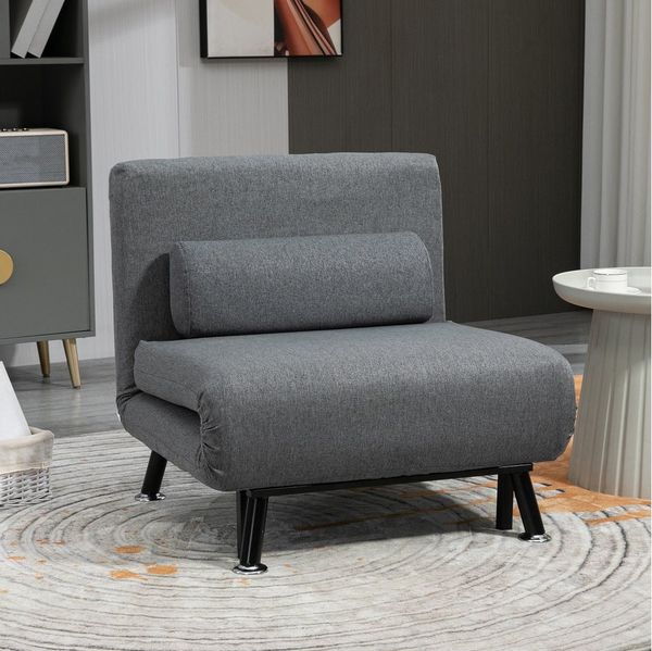 HOMCOM Sessel Schlafsofa, Klappmatratze, Bett, Gästebett (Klappbett, 1-St, Schlafsessel), für Wohnzimmer, Dunkelgrau