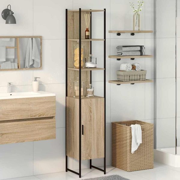 vidaXL Badezimmerschrank Sonoma 33 x 33 x 185,5 cm Holzwerkstoff 864342