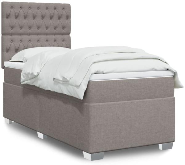 vidaXL Boxspringbett mit Matratze Taupe 90x190 cm Stoff 3292654