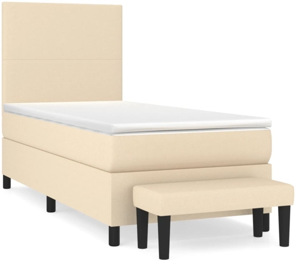vidaXL Boxspringbett mit Matratze Stoff Creme 90x190 cm