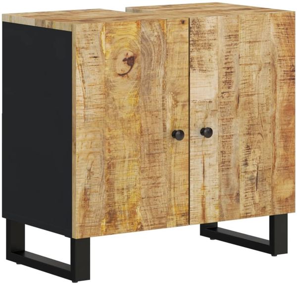Waschbeckenunterschrank, Badschrank, Unterschrank Massivholz Mango und Holzwerkstoff j171p