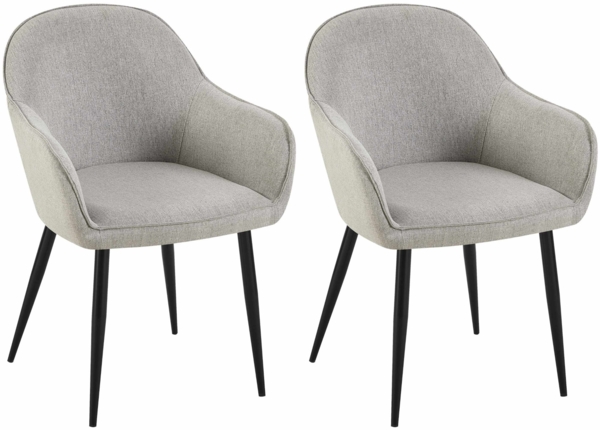 CLP 2er Set Esszimmerstühle Boise mit Robustem Metallgestell,grau