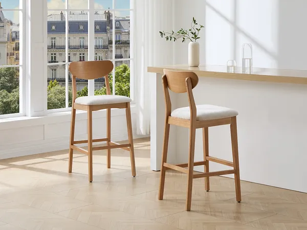 Vente-unique - LERANIA Barhocker Stoff Beige - B 52,5 cm x H 107,5 cm x L 49 cm