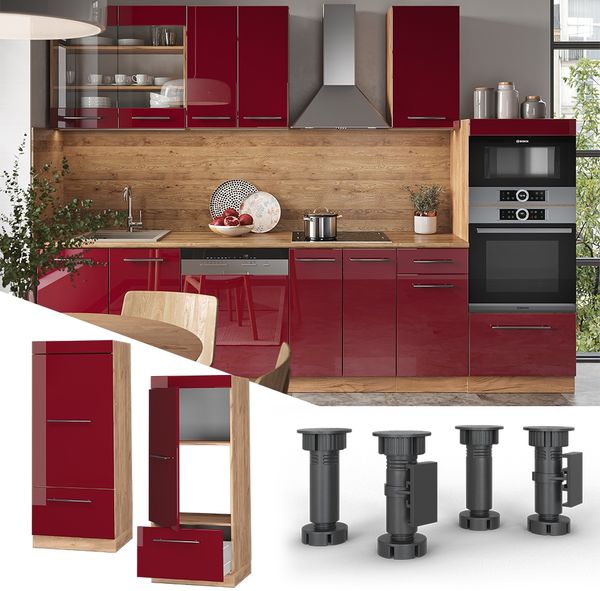 Mikrowellenschrank Fame-Line Bordeaux Hochglanz 60 cm Vicco Bild 2