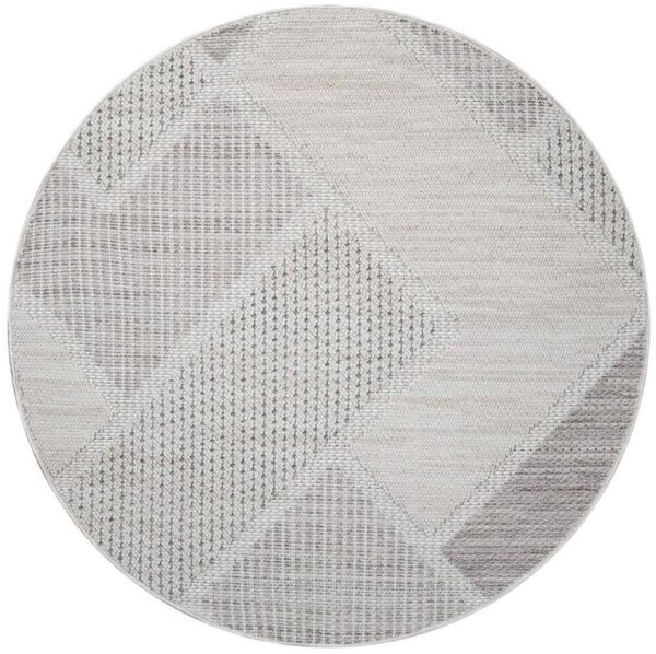 carpet city Teppich Kurzflor Wohnzimmer - Beige, Grün - 160x160 cm Rund - Teppiche Boho-Style - Geometrisches Muster - Schlafzimmer, Esszimmer