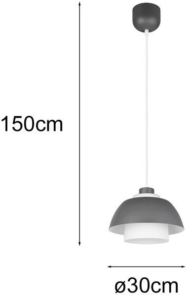 Pendelleuchte TILOS skandinavisch mit Metall- & Glasschirm Anthrazit Weiß Ø 30cm Bild 4
