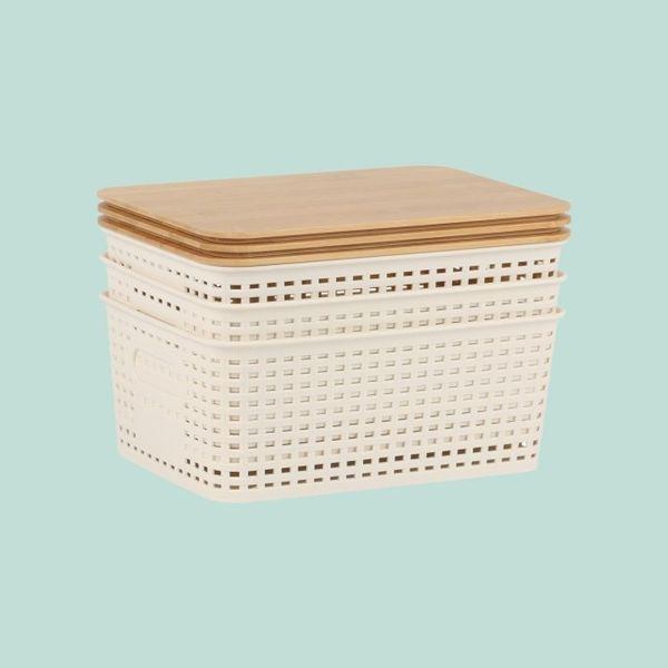 Relaxdays Aufbewahrungsbox mit Bambusdeckel im Set Bild 6