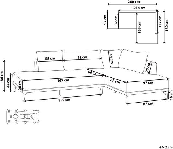 Modulsofa MYKEN Hellgrau Linksseitig Bild 2