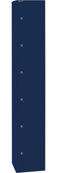 Bisley Garderobenschrank Office mit Schloss aus Stahlblech, 6 Fächer - Schließfächer einzeln abschließbar, Schließfachschrank - Tiefe: 45,7 cm - Farbe: oxfordblau, CLK186-639