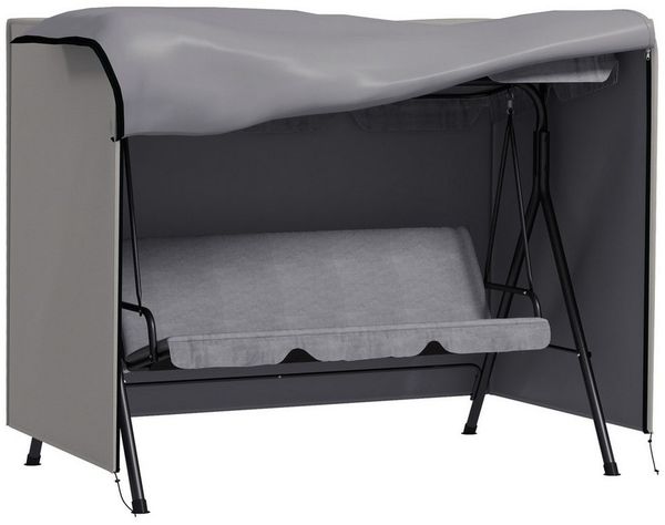 MC Star Gartenmöbel-Schutzhülle Abdeckung für Gartenschaukel, Schutzhülle für Hollywoodschaukel (Abdeckhaube, Wasserfest, Sonnenschutz, Oxford, Grau 205 x 124 x 164 cm)