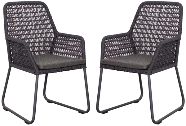 deVries 2er Set Diningsessel Adora Rope - black dark grey