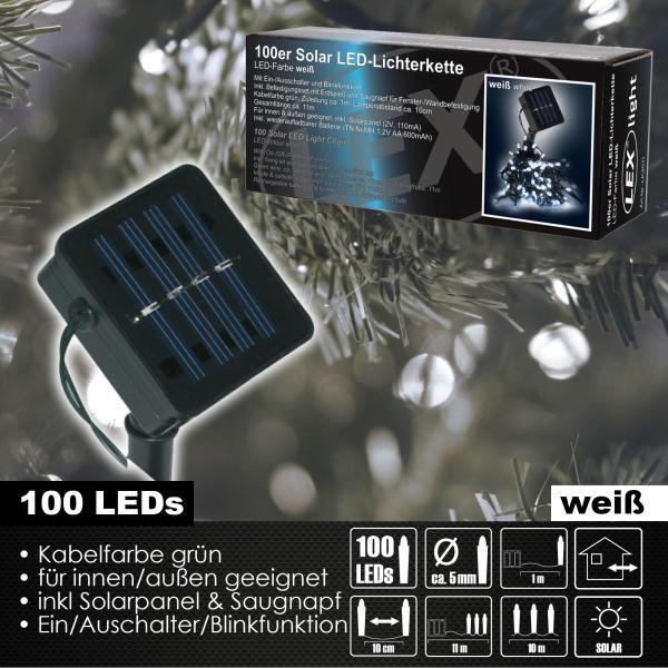 100er Solar LED Lichterkette Innen Außen Gartenbeleuchtung Party Outdoor weiß