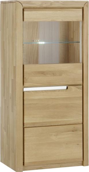 Vitrine Massivholz Ianka 63x134x41 Standvitrine Wildeiche Bianco geölt 20002