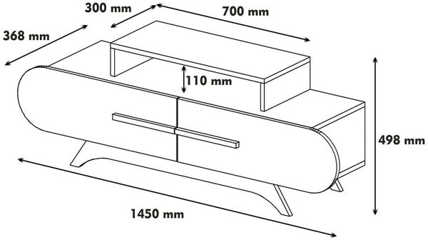 Dmora Fernsehschrank Baghdad, Ständer für Wohnzimmerfernseher, Niedriges Wohnzimmer-Sideboard, TV-Ständerbasis, 145x37h50 cm, Walnuss und Weiß Bild 3
