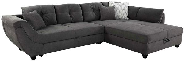Wohnlandschaft Mareike / Marina, Stoff, Grau, 330 x 90 x 207 cm