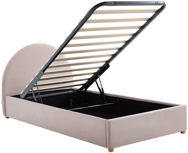 Vente-unique - LIRIMO Bett SamtStoff Puderrosa - B 202 cm x H 87 cm x L 103 cm Bild 6