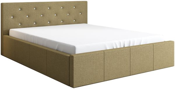Polsterbett SKIDI 140x200 mit Matratze, Bettkasten und Lattenrost. Farbe: BEIGE 24