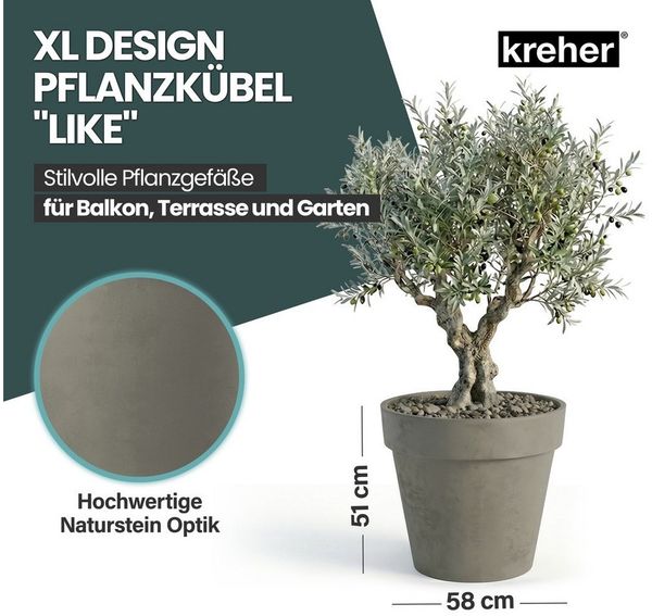 Kreher Pflanzkübel Set 'LIKE' XXL + XL - rollbar - aus Kunststoff - UV-beständig Bild 3