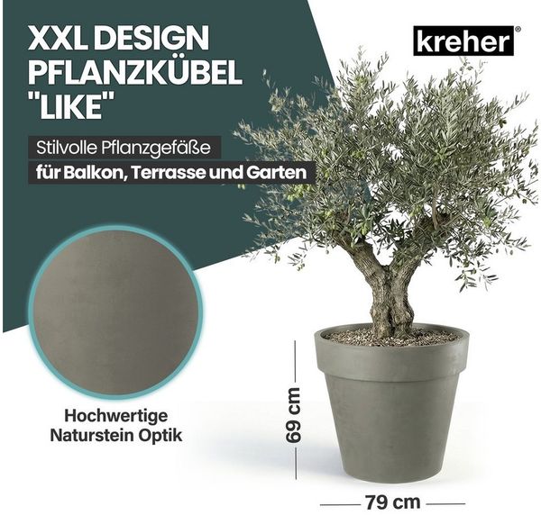Kreher Pflanzkübel Set 'LIKE' XXL + XL - rollbar - aus Kunststoff - UV-beständig Bild 2