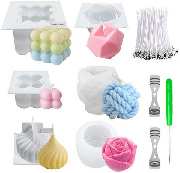 LuxusKollektion Silikonform 6Pcs Kerzenformen Zum Gießen Kerzen Formen Silikon DIY Kit Duftkerze