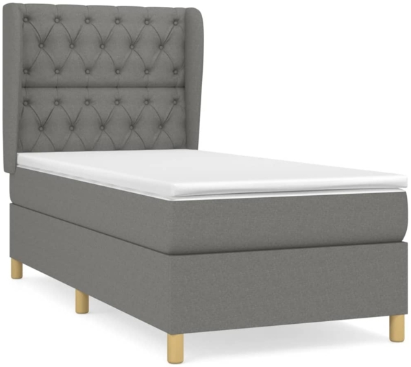 Boxspringbett mit Matratze Stoff Dunkelgrau 80x200 cm, Härtegrad: H2 [3128718]