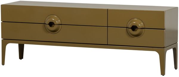 TV-Board Merge aus Eukalyptusholz, retro und zeitlos, honiggelb, 160 cm breit, mit Schubladen