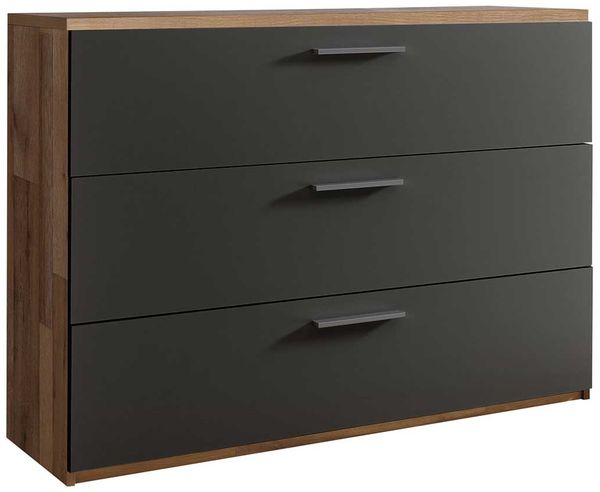 Kommode LIV'IN Rivoli, Holzwerkstoff, Grau, Schwarz, Holzfarben, 120 x 87 x 38 cm