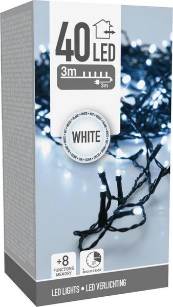 mucHome LED-Lichterkette 40/80/180 LED, 3-13,5m, Kaltweiß, 8 Funktionen und Timer