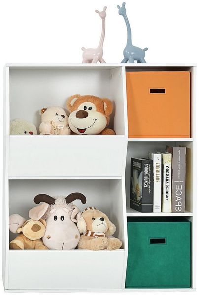 KOMFOTTEU Bücherregal Spielzeugregal, Aufbewahrungsregal Kinder für Bücher & Spielzeug