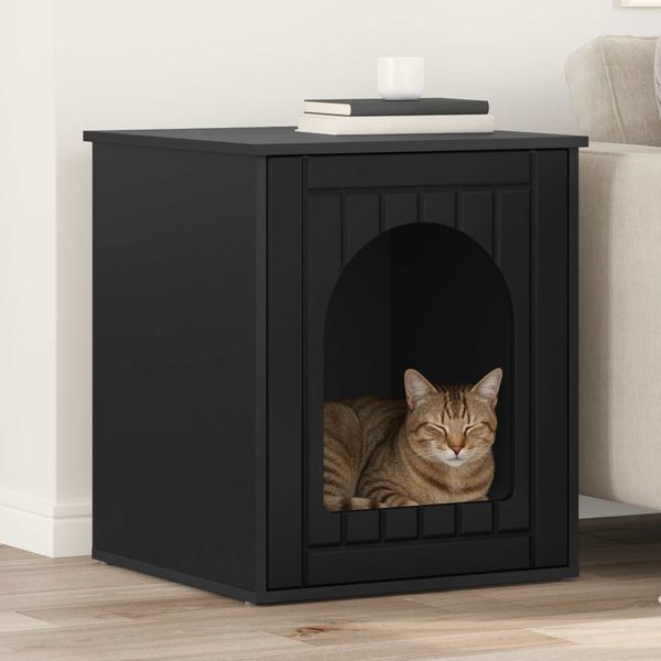 vidaXL Katzenhaus Schwarz 53 x 52 x 62 cm Holzwerkstoff 8000708