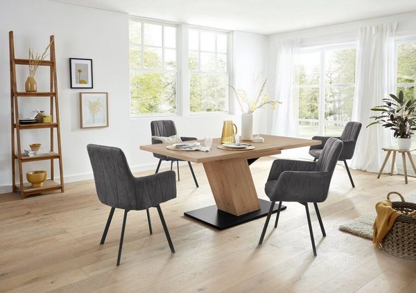 HELA Essgruppe GESA, (5-tlg, 1 Tisch / 4 Stühle), Tischplatte ausziehbar, Stuhl 360 Grad drehbar