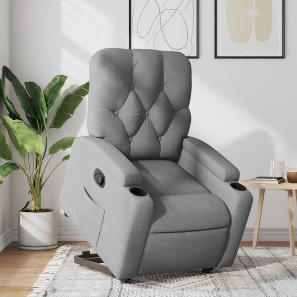 vidaXL Relaxsessel mit Aufstehhilfe Hellgrau Stoff 3204710