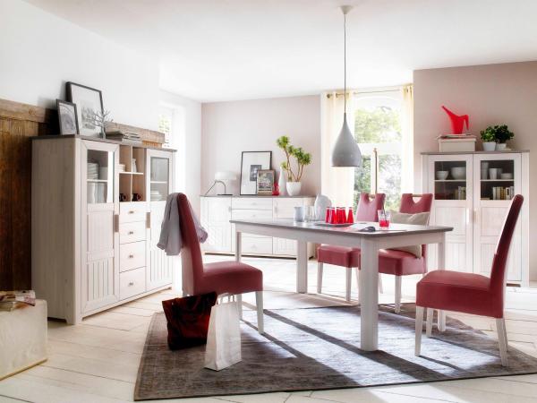 Vertiko >Malmö< in Weiß aus Massivholz - 152x144,5x46,5cm (BxHxT) Bild 2