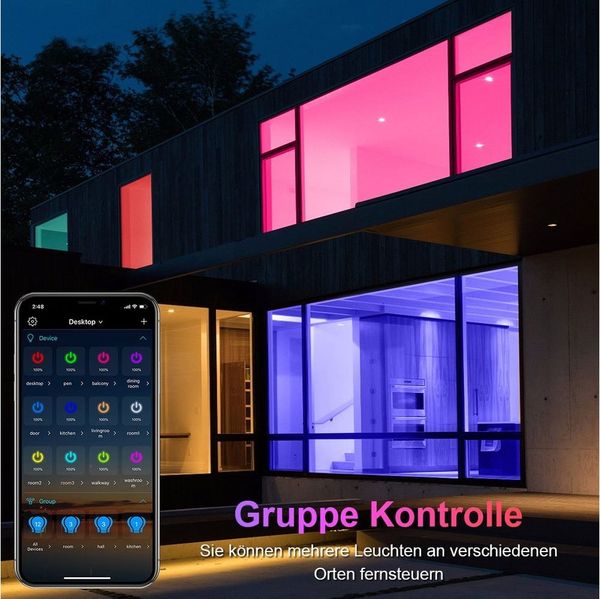 Sunicol LED Deckenleuchte Smart, Ø30 cm, RGB+CCT, WiFi, Timer, Unterputzmontage, Synchronisierung mit Musik, LEDs, RGB+CCT, Fernbedienung/App/Sprachsteuerung