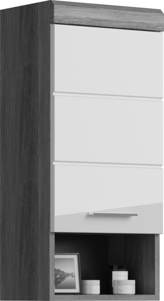 Hängeschrank Stirling / Scout, Holzwerkstoff, Grau, Weiß, 37 x 79 x 24 cm