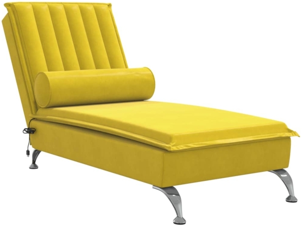 vidaXL Massage-Chaiselongue mit Nackenrolle Gelb Samt 379465