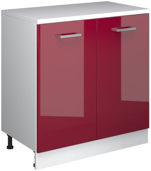 Erweiterungsschrank Rion Rot Hochglanz/Weiß 80 x 46 cm ohne Schräge mit 2 Türen Vicco