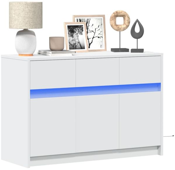 vidaXL TV-Schrank mit LED-Beleuchtung Weiß 91x34x61 cm Holzwerkstoff 852180
