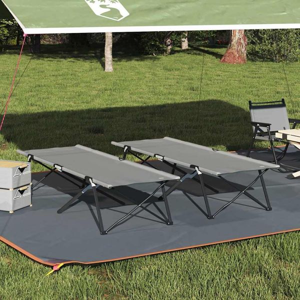 vidaXL Klapp Schlafbett fürs Camping 2 pcs Grau 206 x 76 x 74 cm 42003171