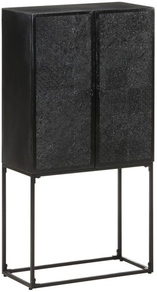 Sideboard Schwarz 60 x 30 x 120 cm Massivholz Akazie und Mango