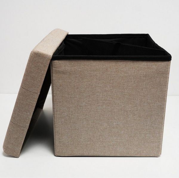 style home Sitzhocker mit Stauraum faltbare Sitzwürfel (Sitztruhe aus Leinen), gepolstert Sitzbank Fußhocker für Wohnzimmer Schlafzimmer