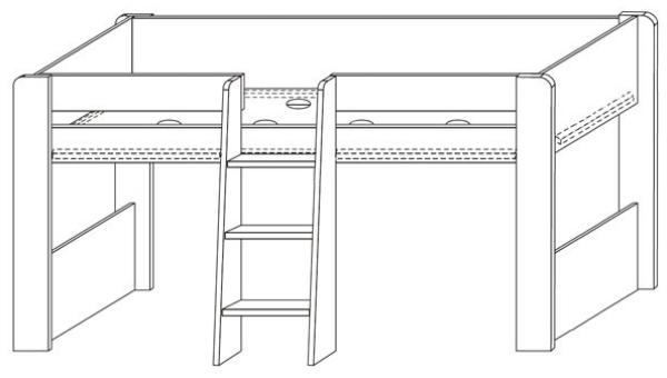 Feldmann-Wohnen Hochbett Kombination Funky III mit Schreibtisch und Kommode 90x200 cm sonoma eiche Bild 5