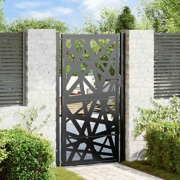 vidaXL Gartentor Schwarz 100x175 cm Stahl Leichtes Design 4100952