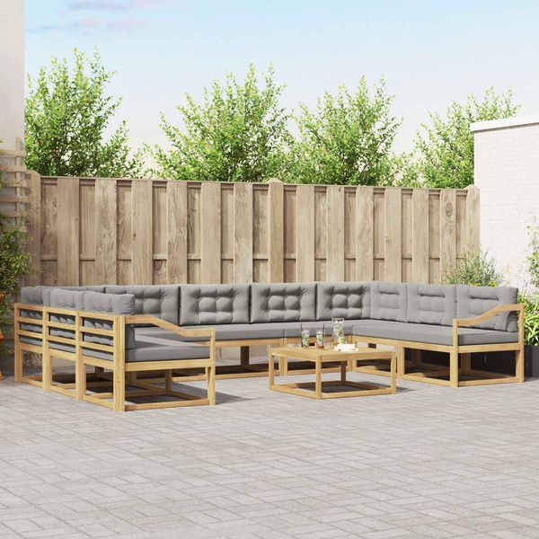 vidaXL Outdoor-Sofagarnitur mit Kissen 10 pcs Weiß und Hellgrau 3387085