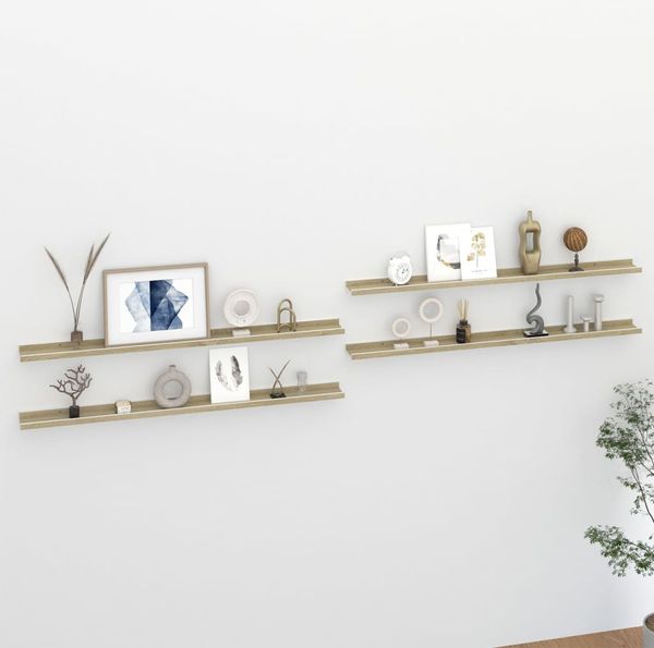 vidaXL Wandregale 4 Stk. Weiß und Sonoma-Eiche 115x9x3 cm 326698